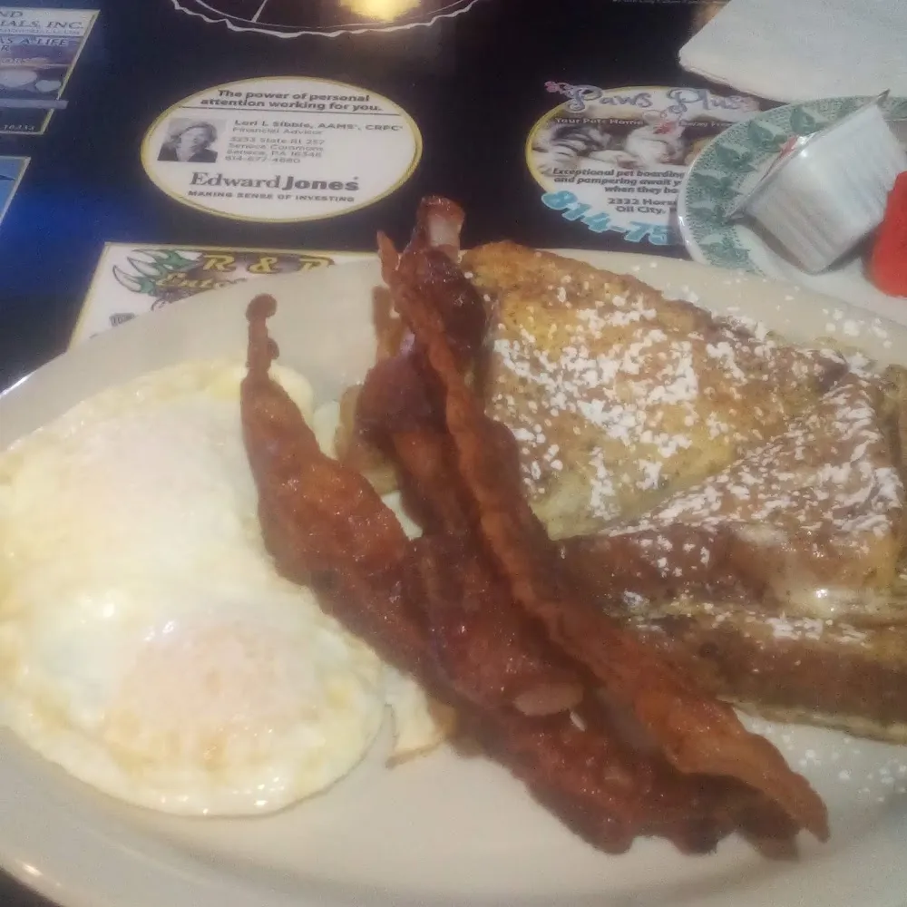French Toast Eggs and Bacon Strips